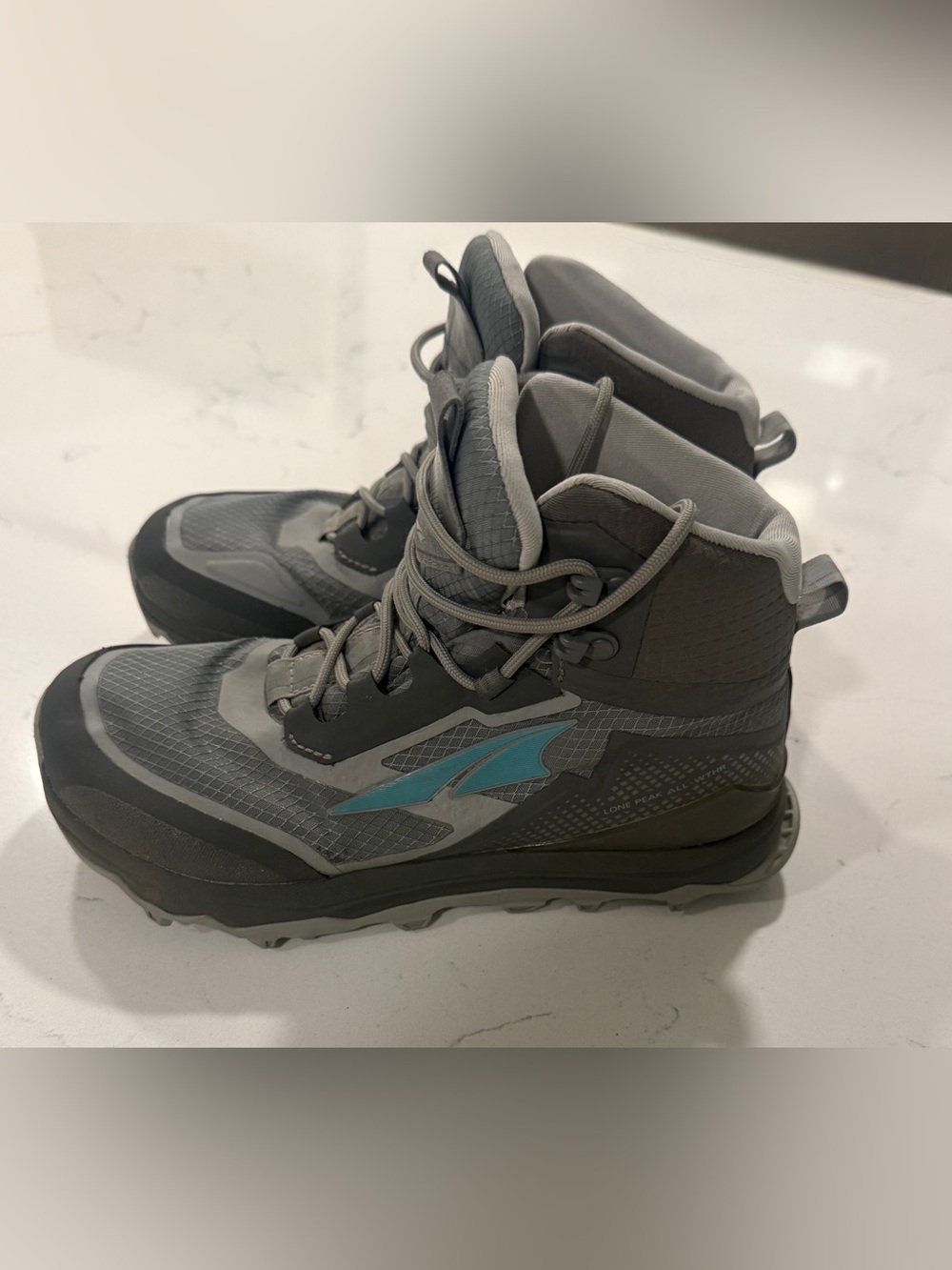 Altra Lone Peak ALL-Wther Mid Women’s 6.5 Gray Teal Waterproof Hiking Boots